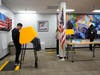 Voters of the immigrant community in Los Angeles County cast their ballots in-person on Ballot Marking Devices at a participating Flex Voting Center set for only one day at the offices of Coalition for Humane Immigrant Rights, CHIRLA, in Los Angeles, Satu