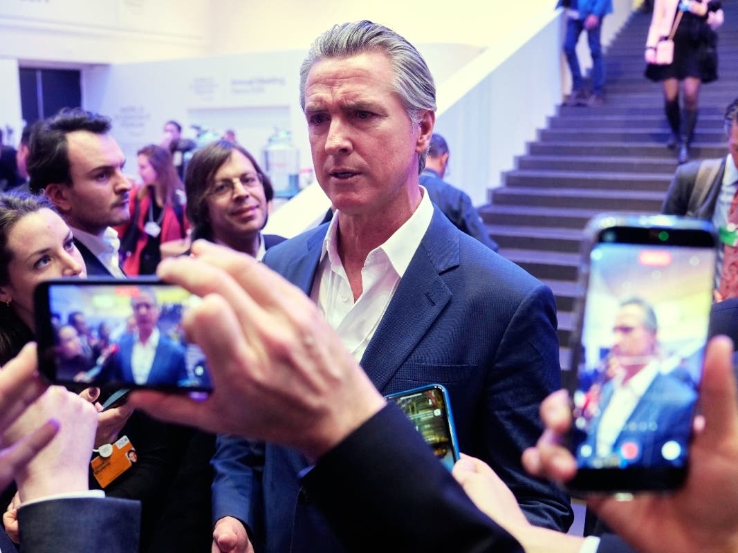 California Governor Gavin Newsom attends the Annual Meeting of the World Economic Forum in Davos, Switzerland, Tuesday, Jan. 20, 2026.