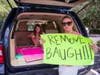 Protestors from the Baugh Must Go Citizens' Group met at the Bank of America on Atrium Drive to prepare for a car parade through Lakewood Ranch Main Street Saturday afternoon.