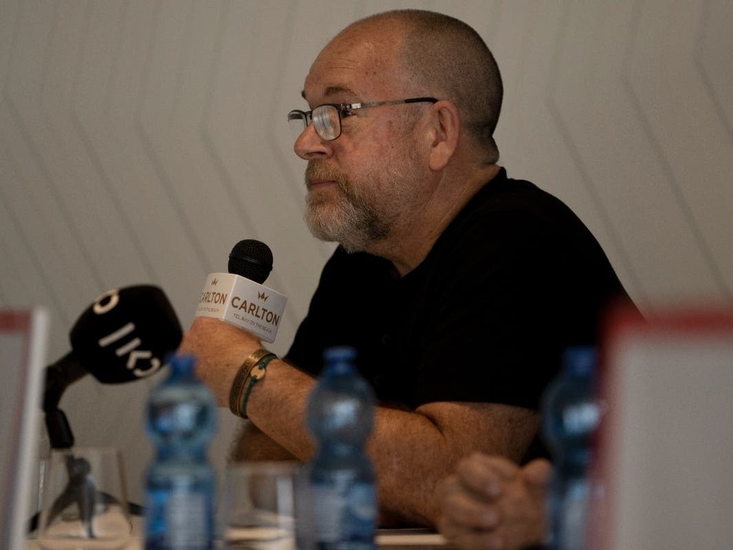 A Sarasota family awaits news about their stepson taken hostage by Hamas in Israel in the Oct. 7 attacks, reports said. Pictured, the father of Sagui Dekel-Chen, 35, with Florida ties, speaks with reporters about his son being kidnapped by Hamas.