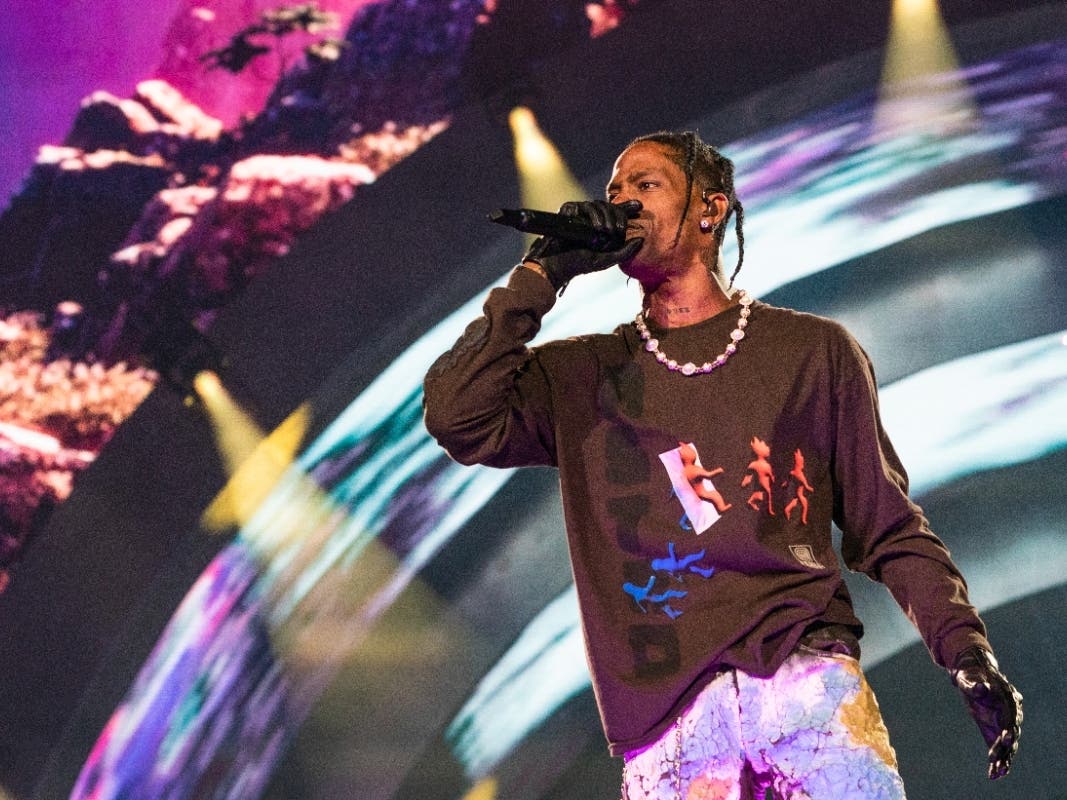 Travis Scott performs on day one of the Astroworld Music Festival at NRG Park on Nov. 5 in Houston.
