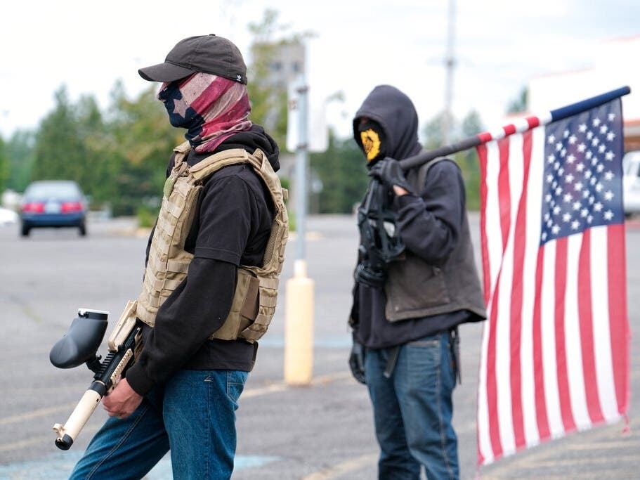 Proud Boys (seen in Portland) marched in Rockville Centre over the weekend. 