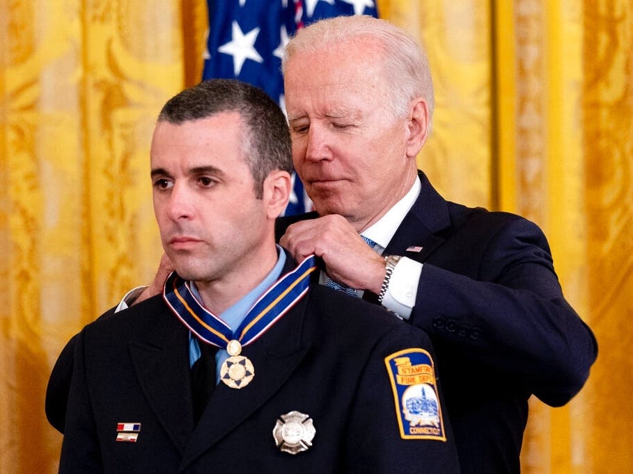 President Joe Biden Awards Medal Of Valor To 3 Stamford Firefighters ...