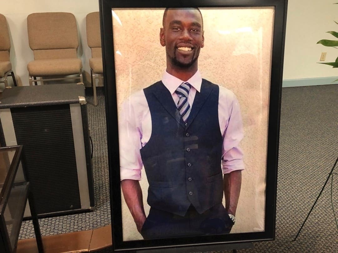 A portrait of Tyre Nichols is displayed at a memorial service for him on Tuesday, Jan. 17, 2023 in Memphis, Tenn. Nichols was killed during a traffic stop with Memphis Police on Jan. 7.