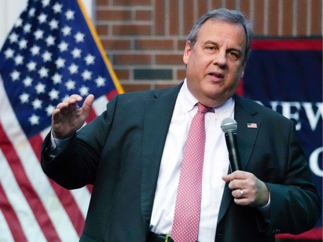 FILE - Former New Jersey Gov. Chris Christie addresses a gathering during a town hall style meeting at New England College, April 20, 2023, in Henniker, N.H. Christie's allies have launched a new super PAC to support his expected presidential candidacy.