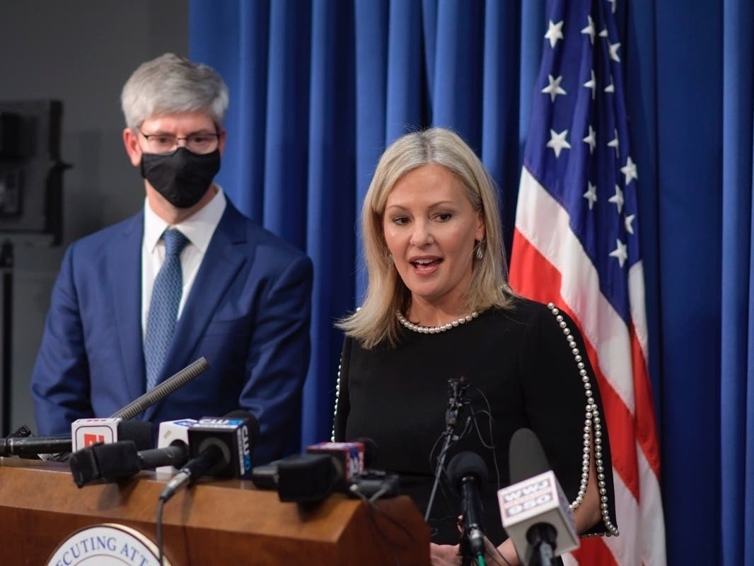 Oakland County prosecutor Karen McDonald addresses the media in her office, Friday, Dec. 3, 2021, in Pontiac, MI.