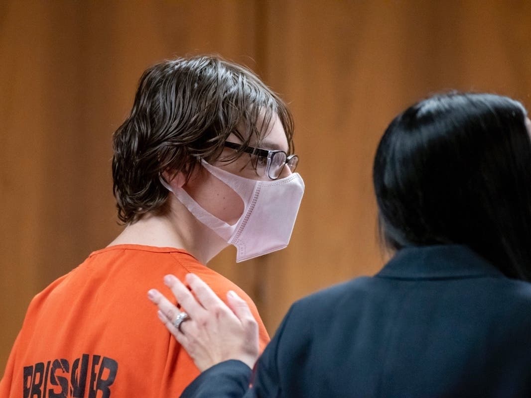 Ethan Crumbley attends a hearing at Oakland County circuit court in Pontiac, Mich., on Tuesday, Feb. 22, 2022, over the teen's placement as he awaits trial.
