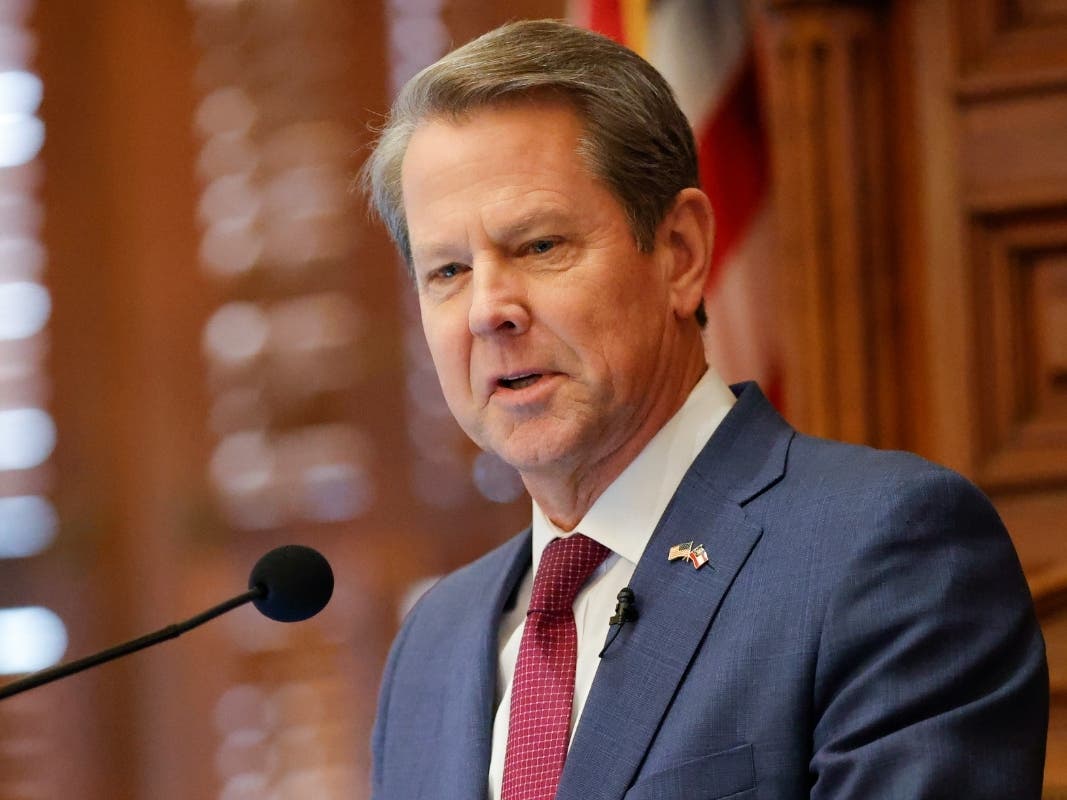 Georgia Gov. Brian Kemp delivers the State of the State address on the House floor of the state Capitol on Wednesday, Jan. 25 in Atlanta. Kemp declared a state of emergency Thursday due to protests of the future Atlanta Public Safety Training Center.