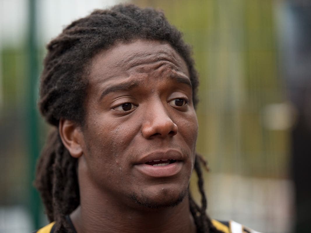 Jacksonville Jaguars safety Sergio Brown speaks during an NFL event for kids in south London, Wednesday, July 15, 2015. Authorities searched Monday, Sept. 18, 2023, for the former NFL player after his 73--year-old mother's body was found near a creek.