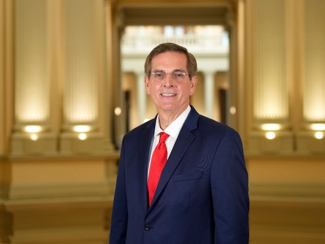 Republican candidate for governor Brad Raffensperger, Georgia's Secretary of State poses for a portrait for the Associated Press on Tuesday, Jan. 27, 2026, in Atlanta.