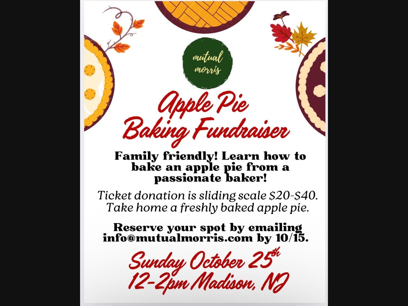 Pies and text about the event