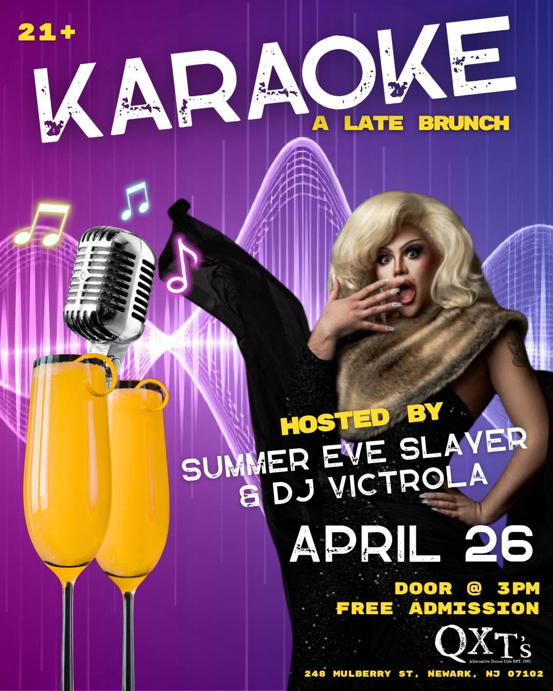 KARAOKE ... a late Sunday Brunch comes to QXT's ** Free Admission **