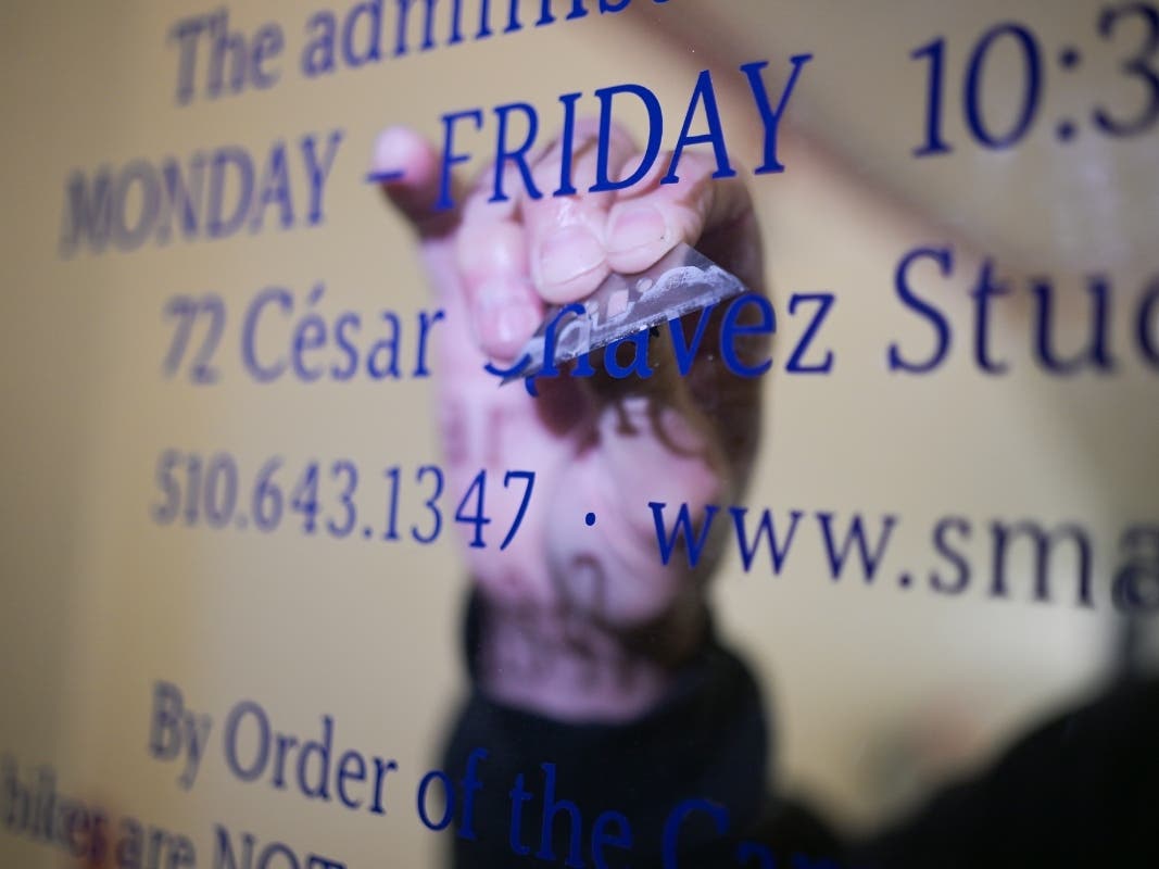 Early on Thursday, April 16, 2026, UC Berkeley facilities workers removed Cesar Chavez’s name from a student center building on Lower Sproul Plaza. 