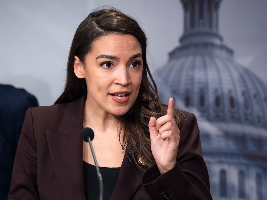 Rep. Alexandria Ocasio Cortez, D-N.Y., speaks during a news conference at the Capitol in Washington, Wednesday, March 25, 2026.