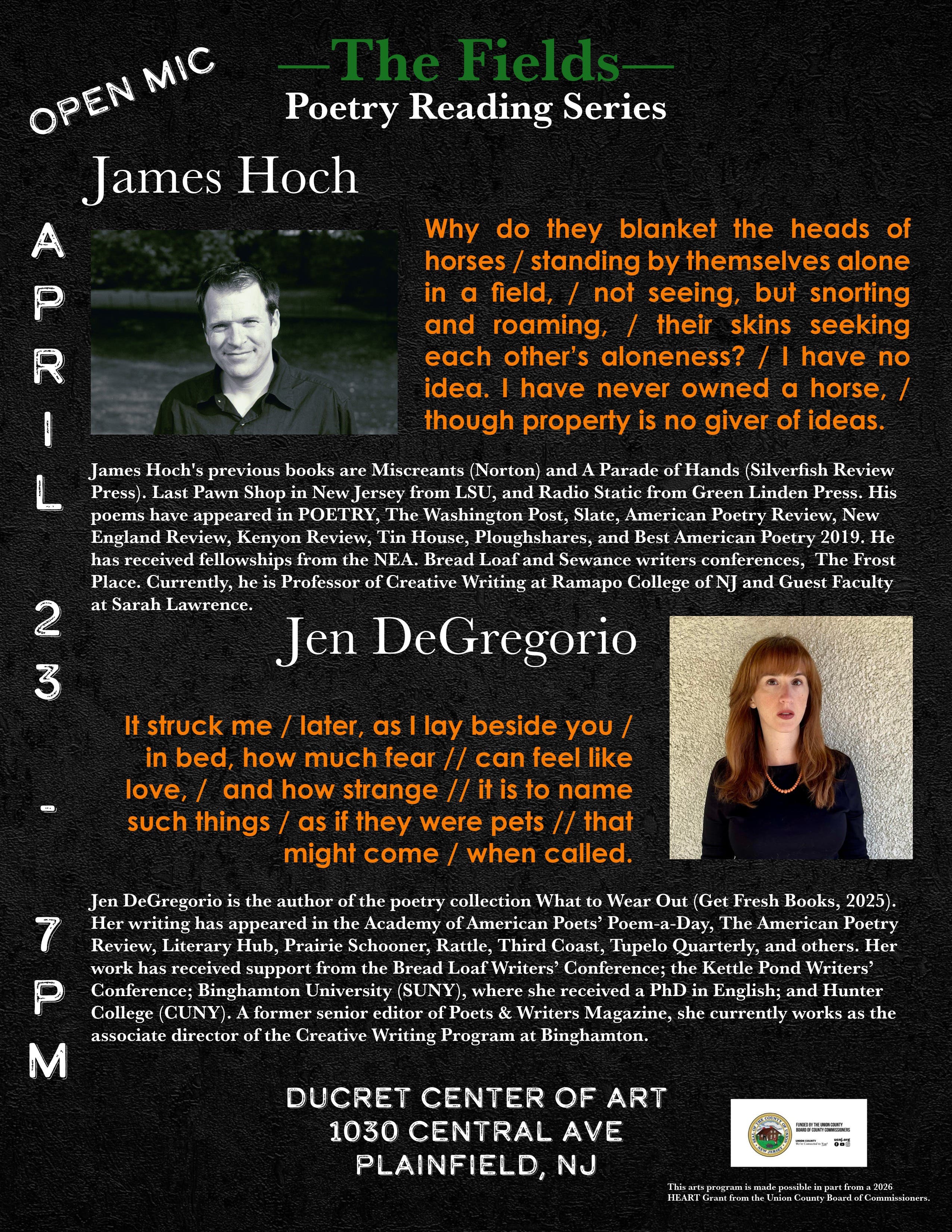 Poetry Reading with James Hoch and Jen DeGregorio