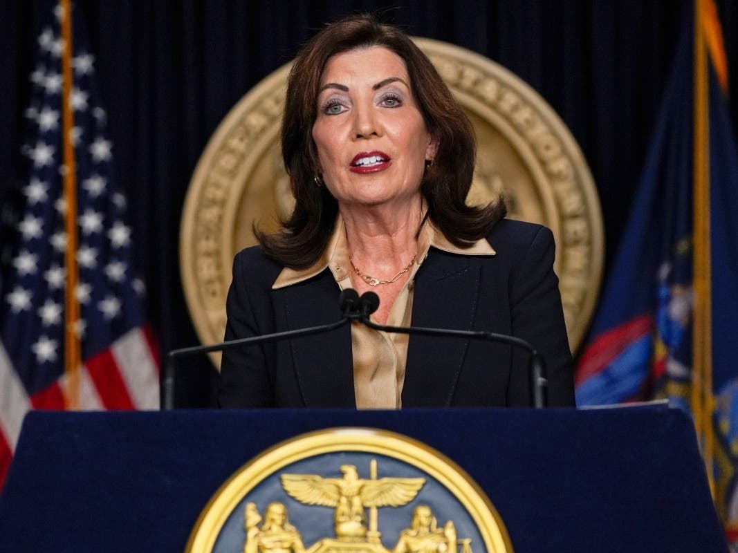 New York Gov. Kathy Hochul speaks at a news conference, Feb. 20, 2025, in New York.