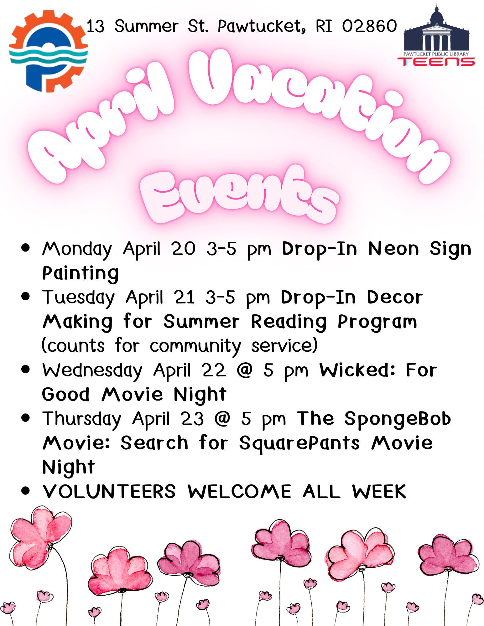 Teen Center April Vacation Events