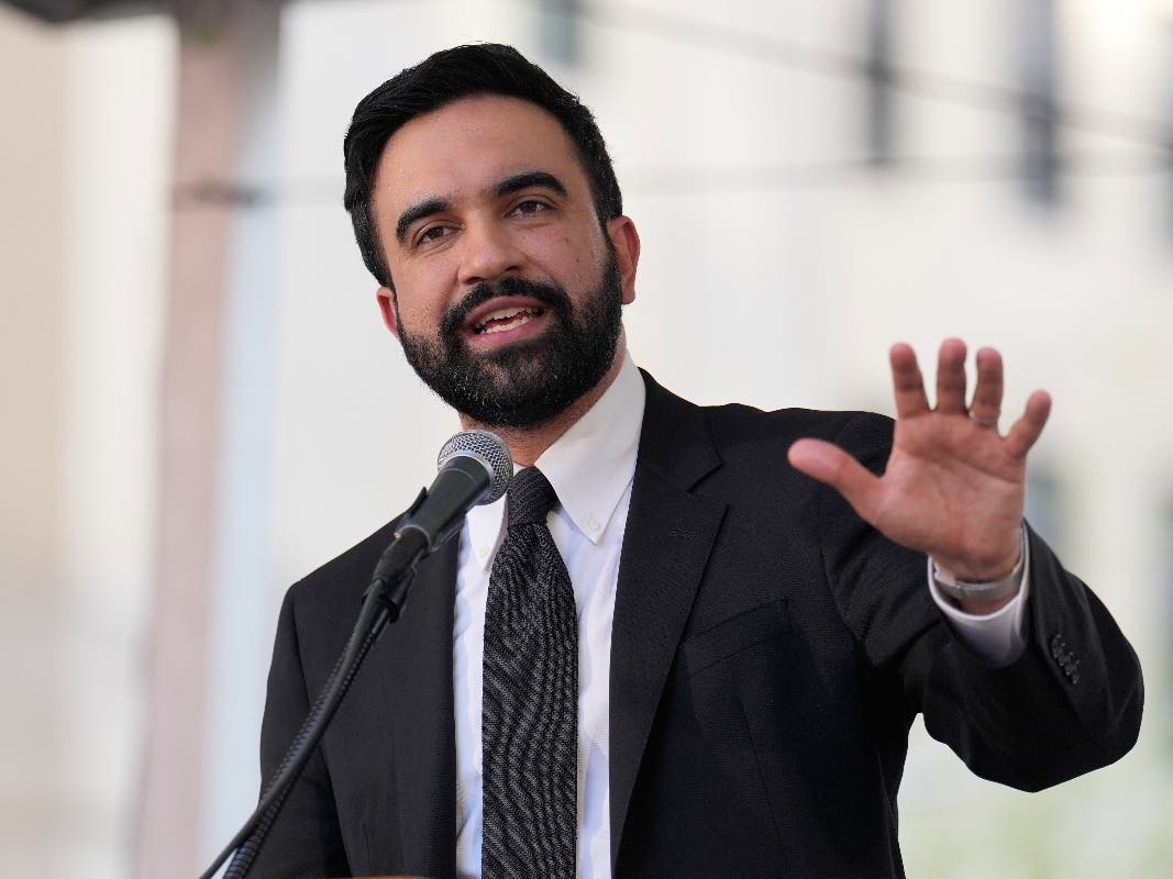 New York City mayor Zohran Mamdani speaks during a union rally on Park Avenue, in New York on April 15. 