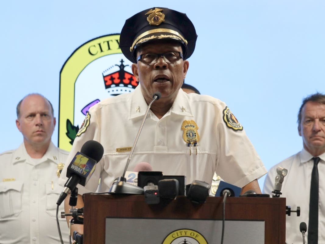 FILE - Annapolis Police Chief Edward Jackson speaks at a news conference on Monday, June 12, 2023, following a fatal shooting in Annapolis, Md. Police said a man has been charged with shooting six people in a dispute in his neighborhood.