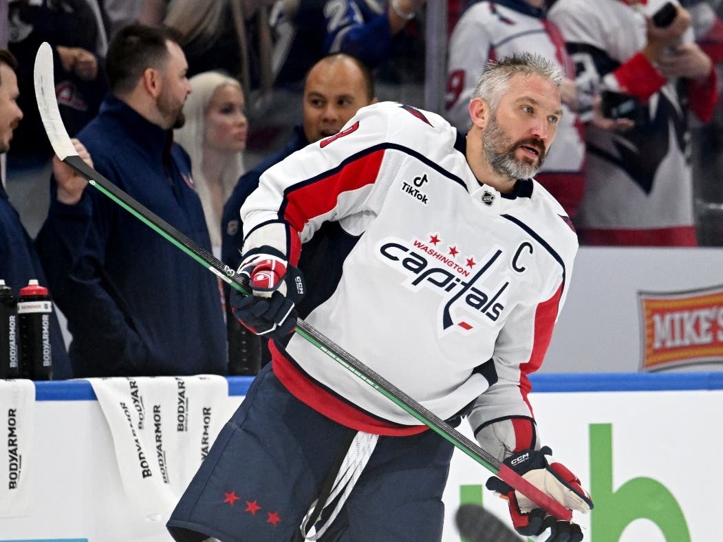 Washington Capitals left wing Alex Ovechkin warms up before an NHL hockey game against the Tampa Bay Lightning Saturday, Oct. 3, 2026, in Tampa, Fla.