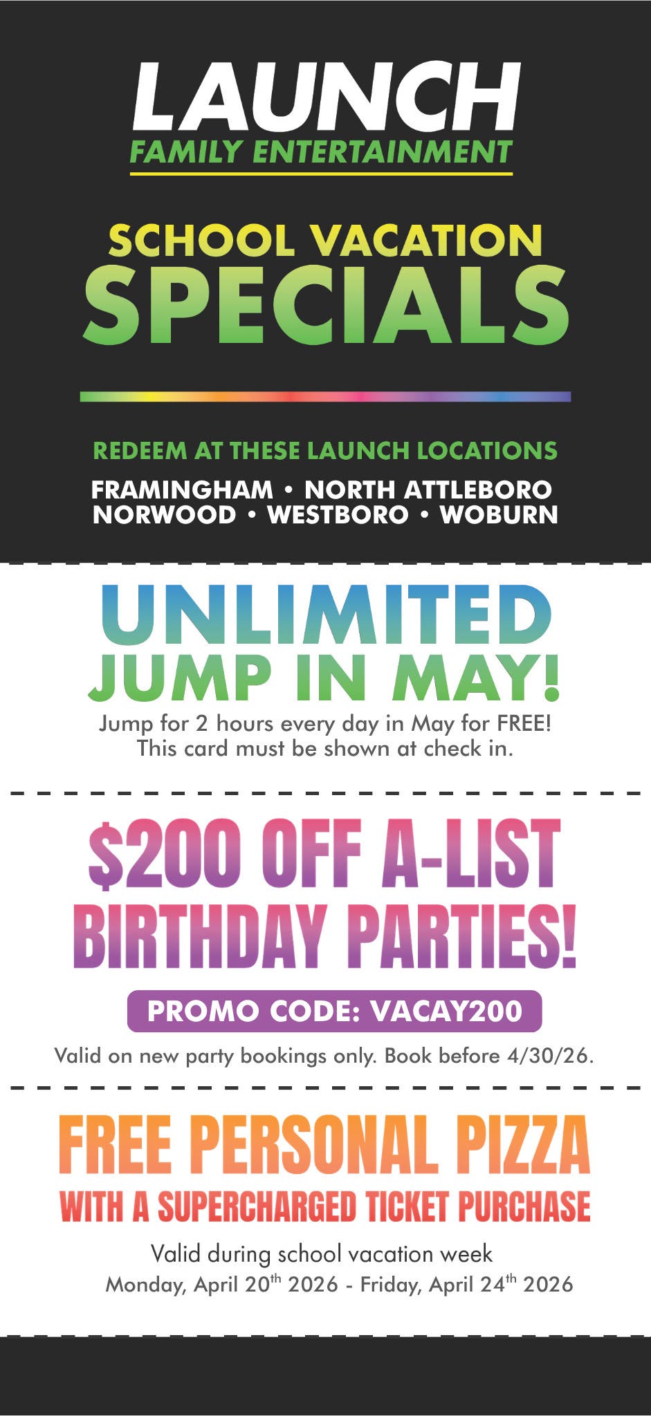 Launch Family Entertainment Locations Bring Extra Fun This April Break with Exclusive Walk-In Perks 