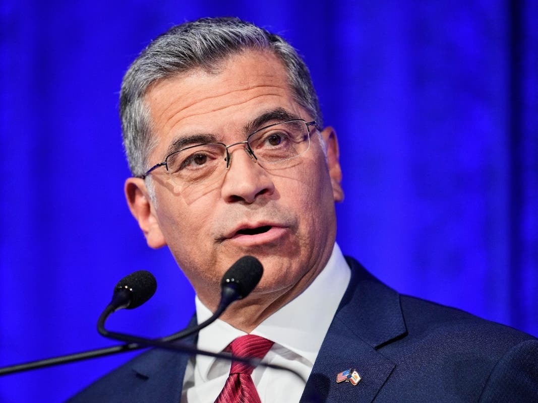 Xavier Becerra speaks during a California gubernatorial debate hosted by CBS Bay Area and the San Francisco Examiner in San Francisco, Thursday, May 14, 2026.