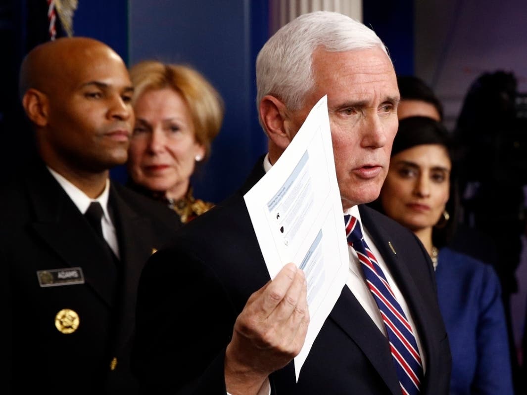 Vice President Mike Pence and members of the U.S. coronavirus task force held a briefing Saturday in the White House press room.