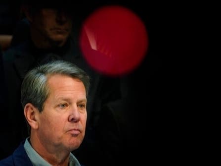 Georgia Gov. Brian Kemp speaks during a news conference at the State Capitol on Saturday, April 3, 2021, in Atlanta, about Major League Baseball's decision to pull the 2021 All-Star Game from Atlanta.