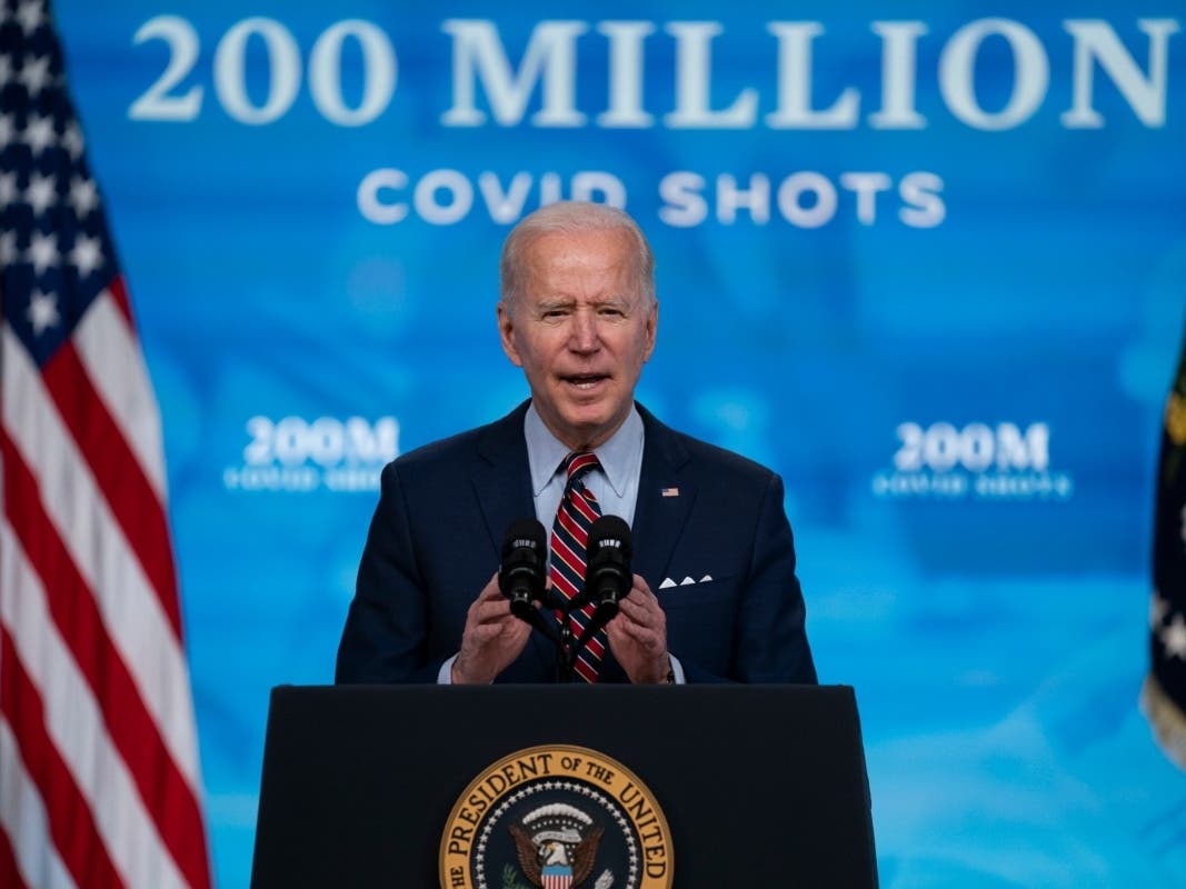 President Joe Biden speaks Wednesday at the White House about COVID-19 vaccinations. 