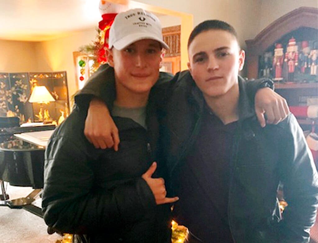 Rylee McCollum, right, of Bondurant, Wyo., was one of 13 U.S. service members killed in the suicide bombing at the Kabul airport, in Afghanistan, according to his sister, Roice McCollum.