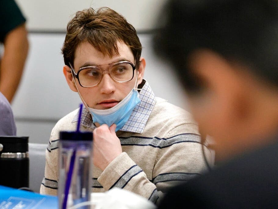 Marjory Stoneman Douglas High School shooter Nikolas Cruz sits at the defense table for closing arguments in the penalty phase of his trial at the Broward County Courthouse in Fort Lauderdale, Florida.