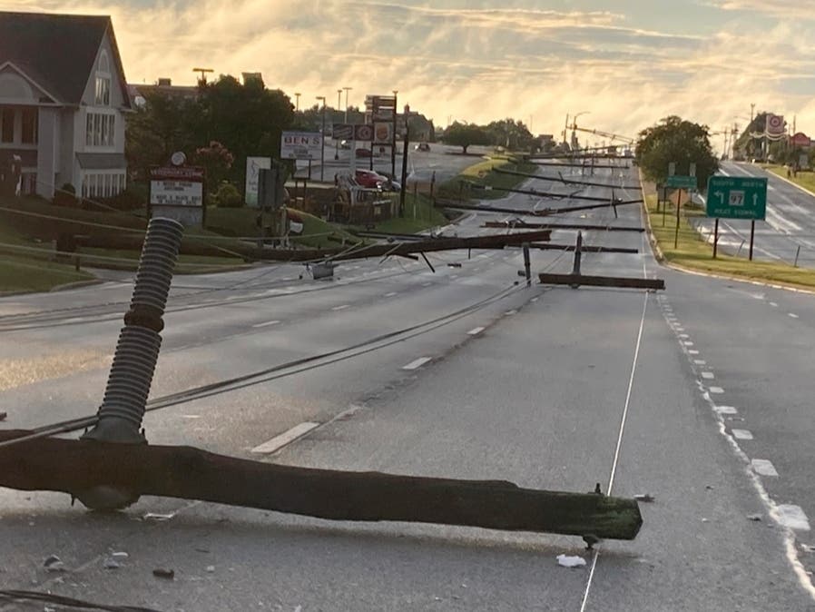 ​In Carroll County, severe weather toppled more than 30 utility poles along Maryland Route 140 in Westminster.
