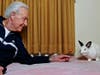 In this Dec. 13, 2011 photo, retired game show host Bob Barker, a longtime animal rights advocate, holds his 8-year-old rabbit Mr. Rabbit at his home in Los Angeles. 