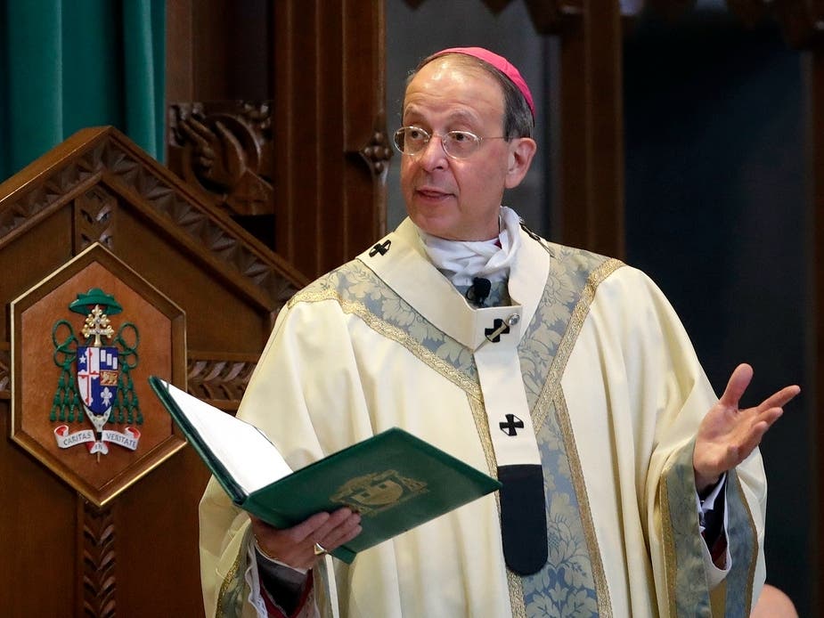 Baltimore Archbishop William Lori leads a funeral Mass in Baltimore in March 2017. The Catholic Archdiocese of Baltimore announced Friday it filed for Chapter 11 bankruptcy.