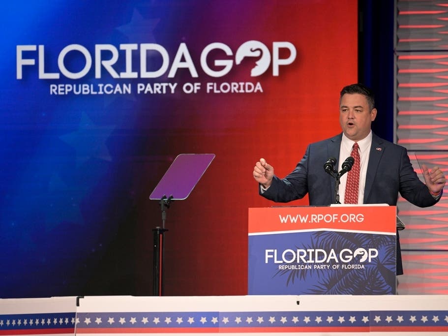 Florida Party of Florida Chairman Christian Ziegler addresses attendees at the Republican Party of Florida Freedom Summit on Nov. 4 in Kissimmee, Fla.