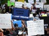 Demonstrators protest in Centennial Olympic Park, Friday, May 29, 2020 in Atlanta. Protests were organized in cities around the United States following the death of George Floyd during an arrest in Minneapolis.