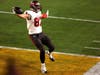 Tampa Bay Buccaneers' Rob Gronkowski reacts as he scores a touchdown during the first half of the NFL Super Bowl 55 football game against the Kansas City Chiefs Feb. 7.