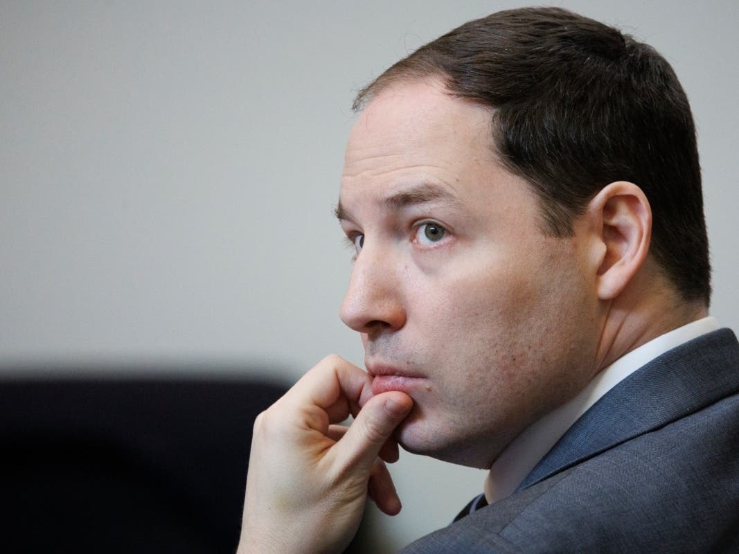 Brendan Banfield looks on during the double murder trial for Brendan Banfield in Fairfax County Circuit Court, Wednesday, Jan. 14, 2026, in Fairfax, Va.
