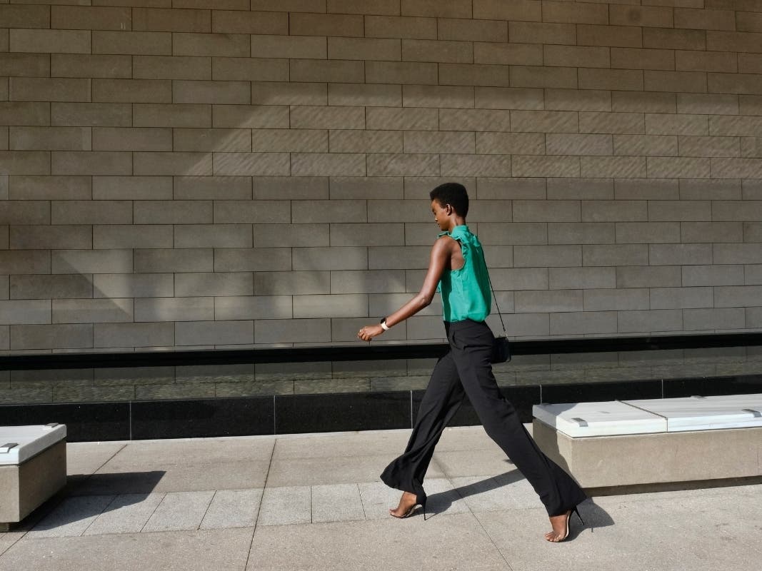 Australian-South Sudanese model Adau Mornyang arrives at the Federal Courthouse in downtown Los Angeles on Monday.