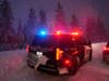 A California Highway Patrol vehicle is parked along a road during a snow storm Wednesday, Feb. 18, 2026, in Placer County, Calif. 