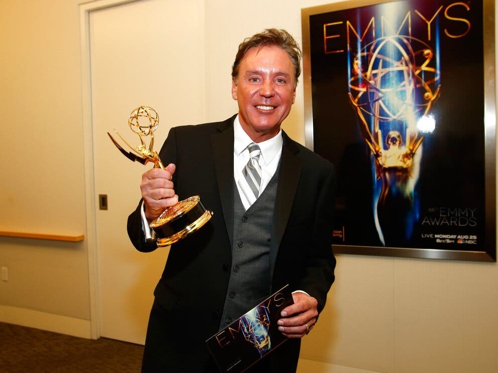 Mark Kriski is seen backstage at the Television Academy's 66th Los Angeles Area Emmy Awards in 2014. We was along longstanding on-air journalists let go by KTLA.