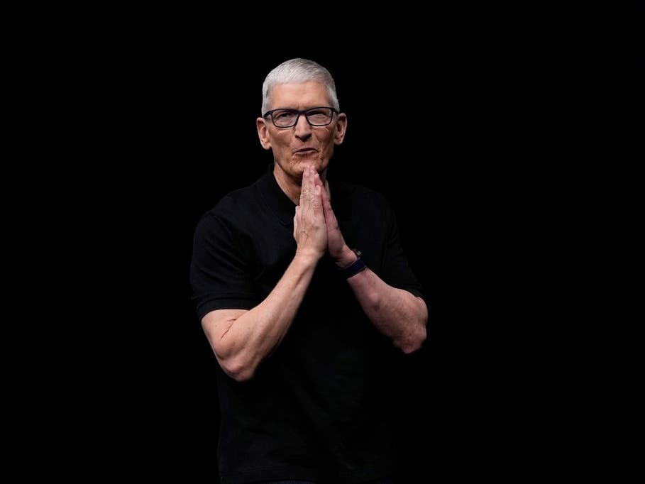 Apple CEO Tim Cook speaks on stage during an announcement of new products at Apple Park in Cupertino, Calif., Sept. 9, 2025. 