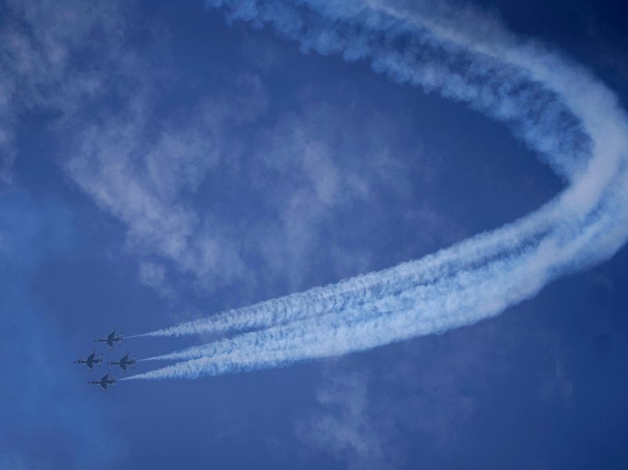 The United States Air Force Thunderbirds perform during the Pacific Airshow Friday, Oct. 4, 2024, in Huntington Beach, Calif.