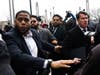 Former "Empire" actor Jussie Smollett arrives for an initial court appearance Monday, Feb. 24, at the Leighton Criminal Courthouse in Chicago.