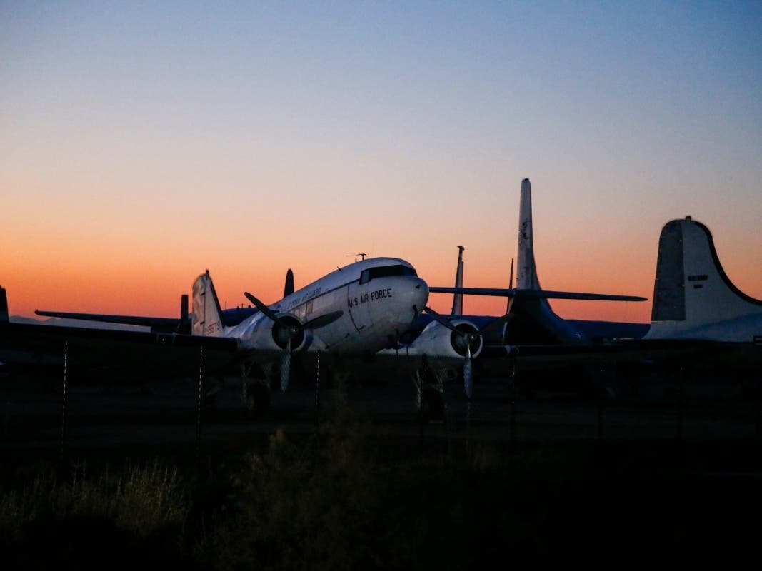 A U.S. Air Force plane is parked Wednesday at the March Field Air Museum near March Reserve Air Base in Riverside, California. 