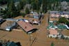 An aerial view a flooded neighborhood on Feb. 28, 2019 in Guerneville, California.