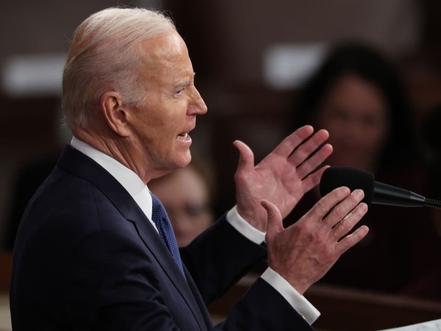 U.S. President Joe Biden delivers his State of the Union address during a joint meeting of Congress in the House Chamber of the U.S. Capitol on February 7, 2023 in Washington D.C.