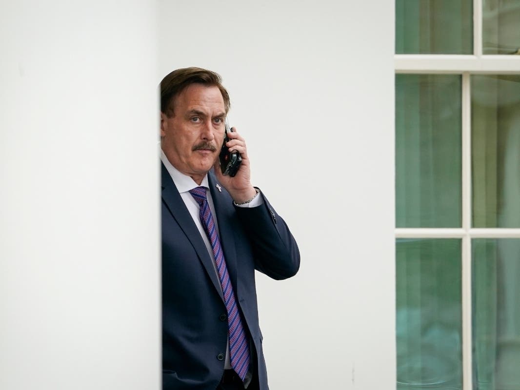 MyPillow chief executive Mike Lindell waits outside the West Wing of the White House on Jan. 15.