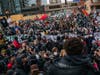 Local organizer Brandyn Tulloch speaks to the crowd during a demonstration on April 19, 2021 in Minneapolis, Minnesota.