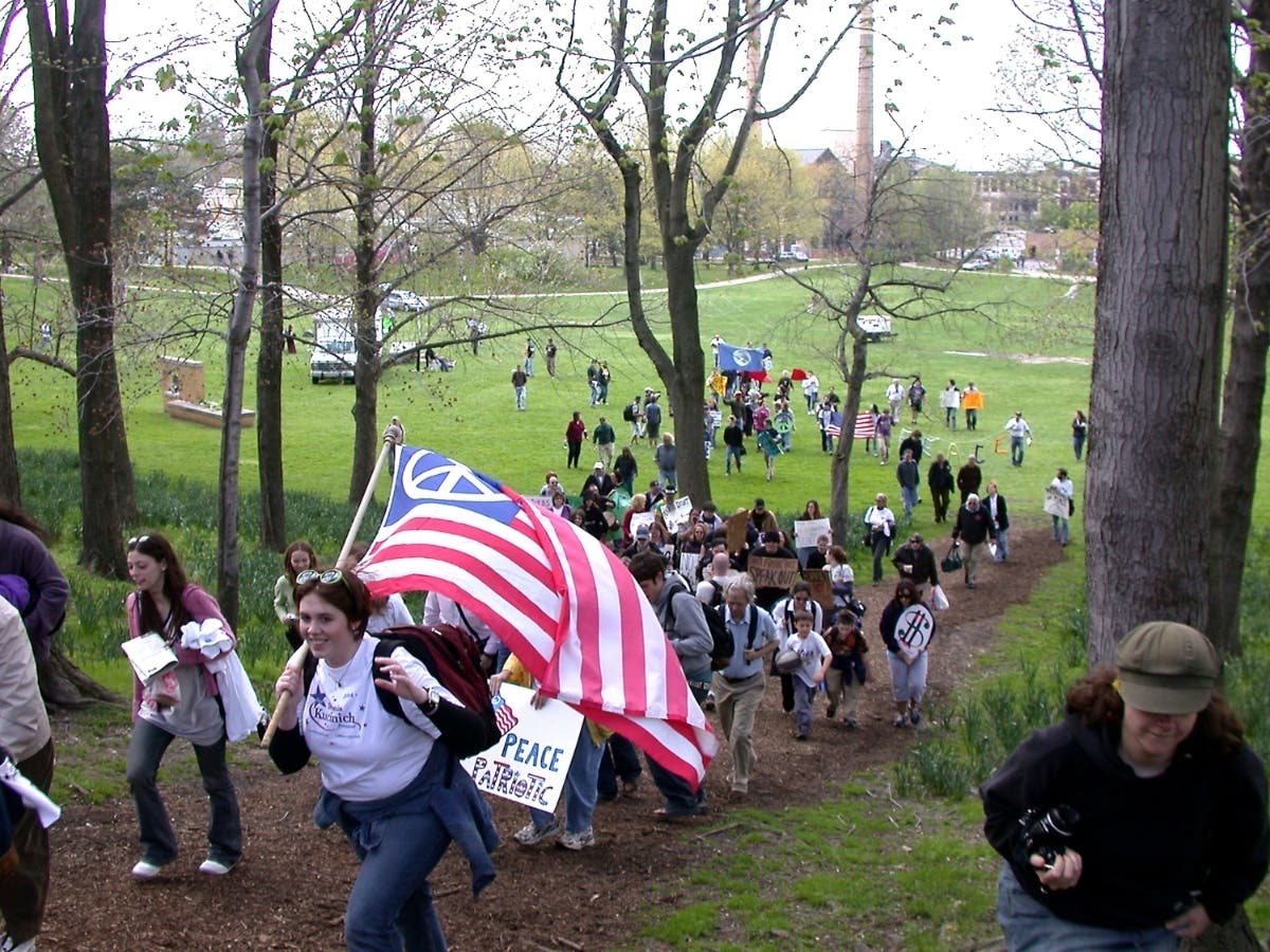 Students and alumni commemorate the infamous May 4, 1970 shooting at Kent State University. 